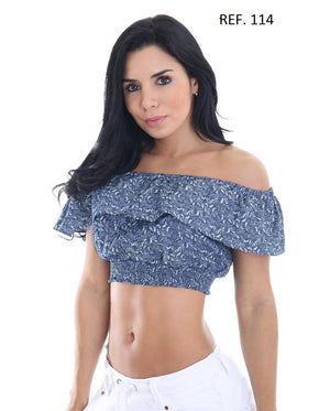 Ref. 001 -114 BLUSA COLOMBIANA MANGA CORTA - Ropa Colombiana