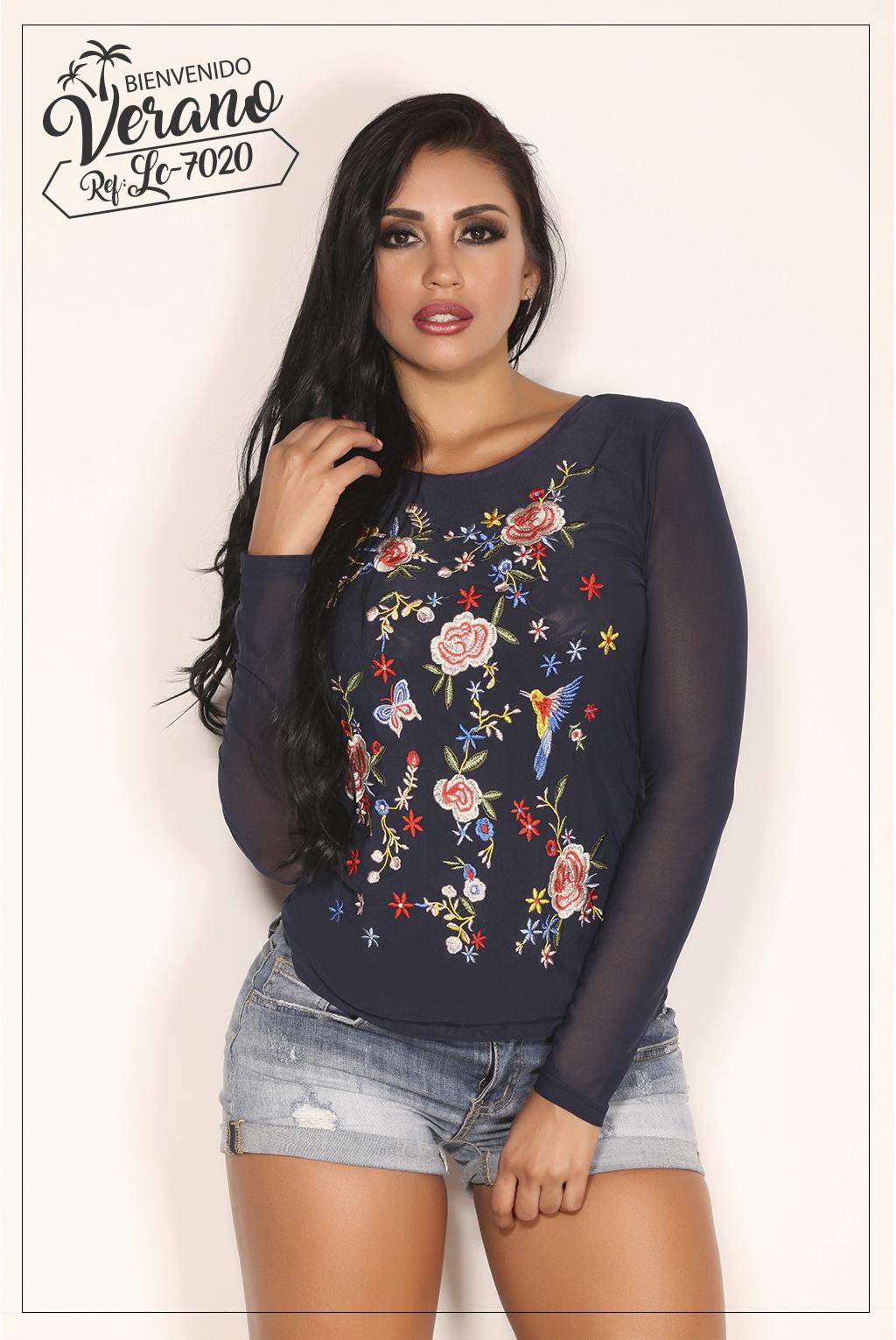 Ref. 003 -LC7020 BLUSA MANGA LARGA - Ropa Colombiana