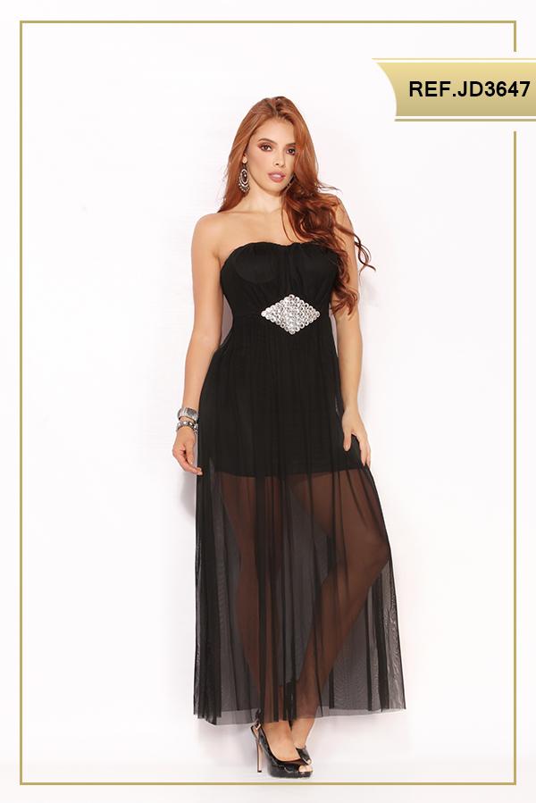 Ref. 003 -JD3647 VESTIDO LARGO AMERICANO - Ropa Colombiana