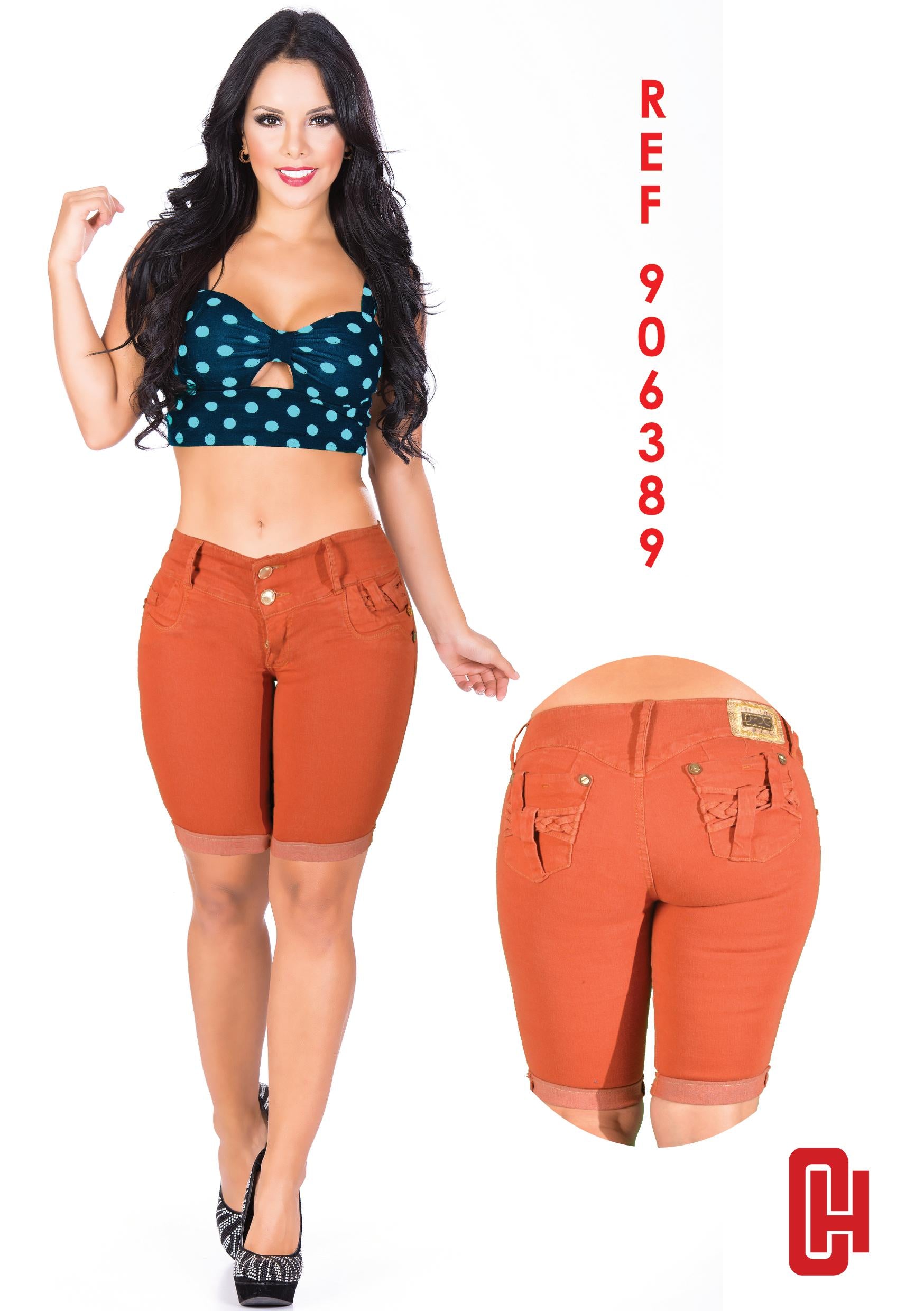 Ref. 006 -906389 JEAN COLOMBIANO LEVANTACOLA CON BOLSILLOS - Ropa Colombiana