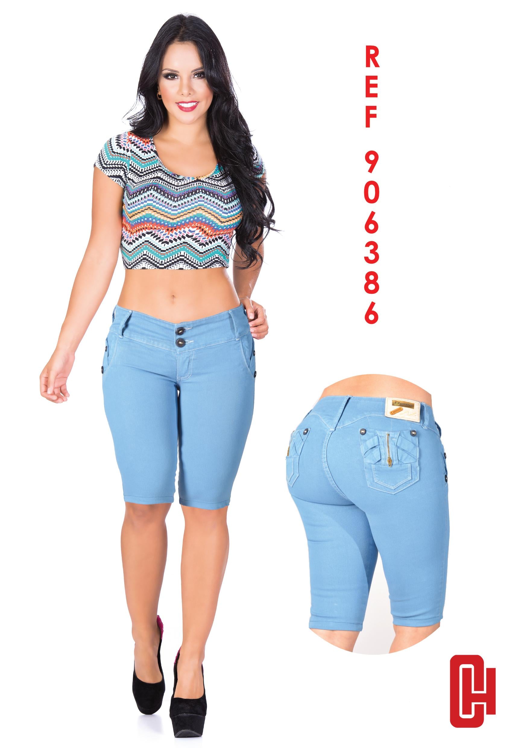 Ref. 006 -906386 CAPRI COLOMBIANO LEVANTACOLA CON BOLSILLOS - Ropa Colombiana