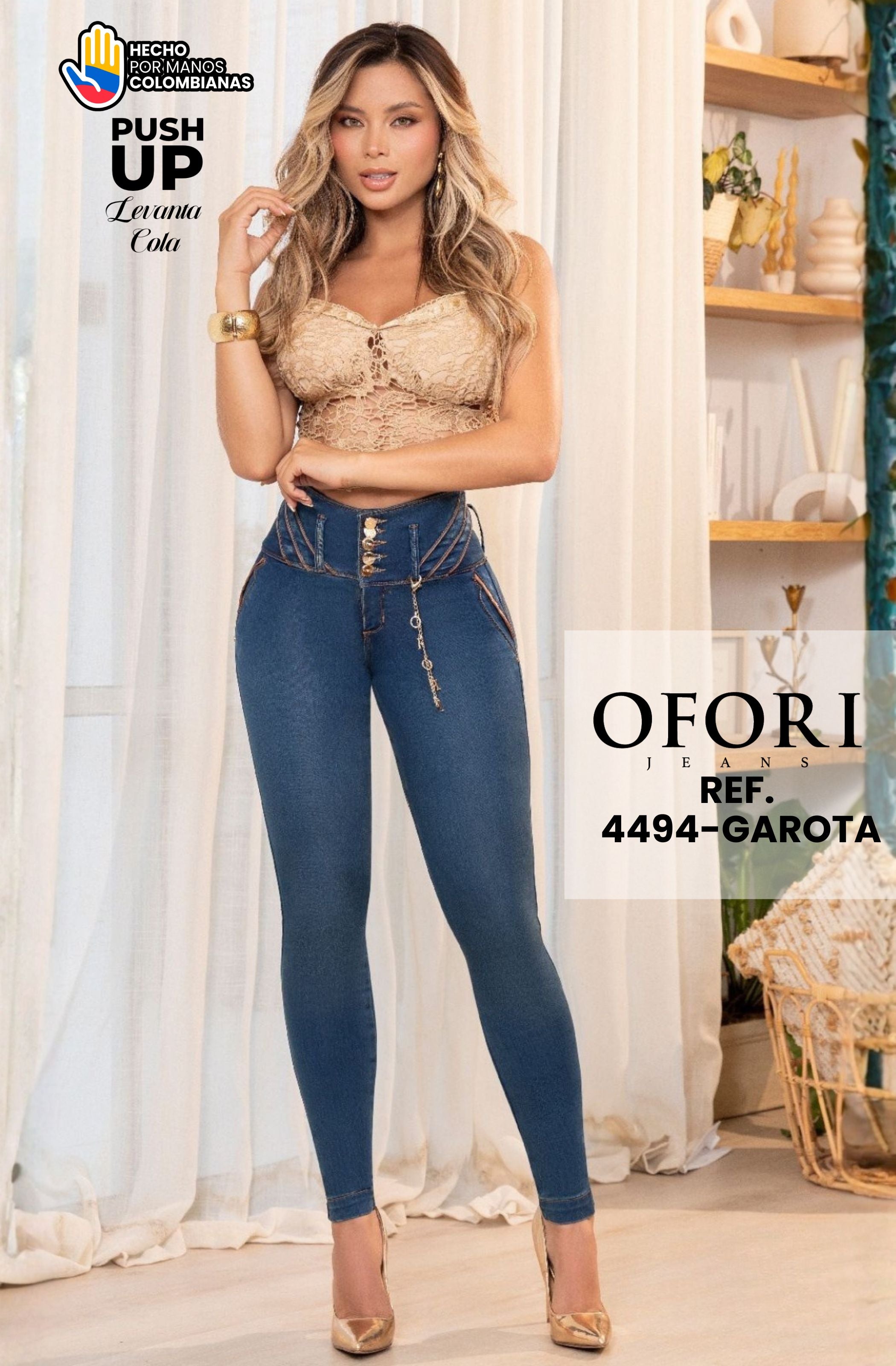 Referencia 8521447 -4494-GAROTA Jean Colombiano sin Bolsillos Push Up