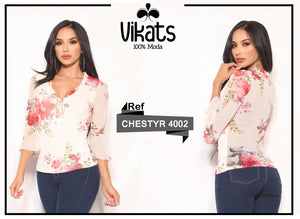 Ref. 017 -4002 Blusa Estampada Verano Colombiana - Ropa Colombiana