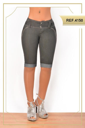 Ref. 001 -4150 Jean Capri Cheviotto Para Dama - Ropa Colombiana