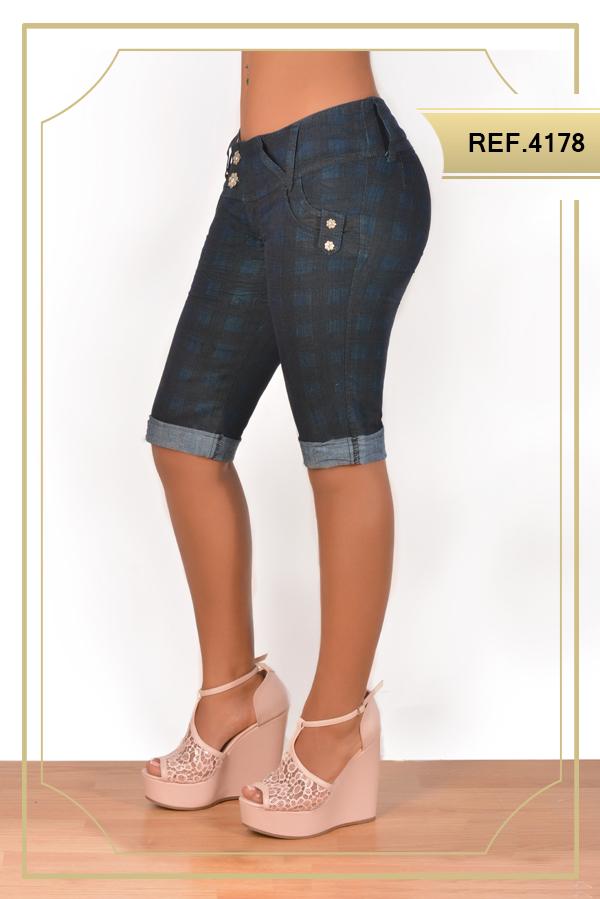Ref. 001 -4178C Jean Capri de Dama Cheviotto levantacola - Ropa Colombiana