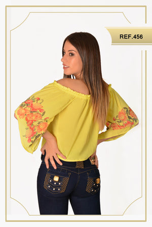Ref. 015 -456 BLUSA CAMPESINA COLOMBIANA - Ropa Colombiana