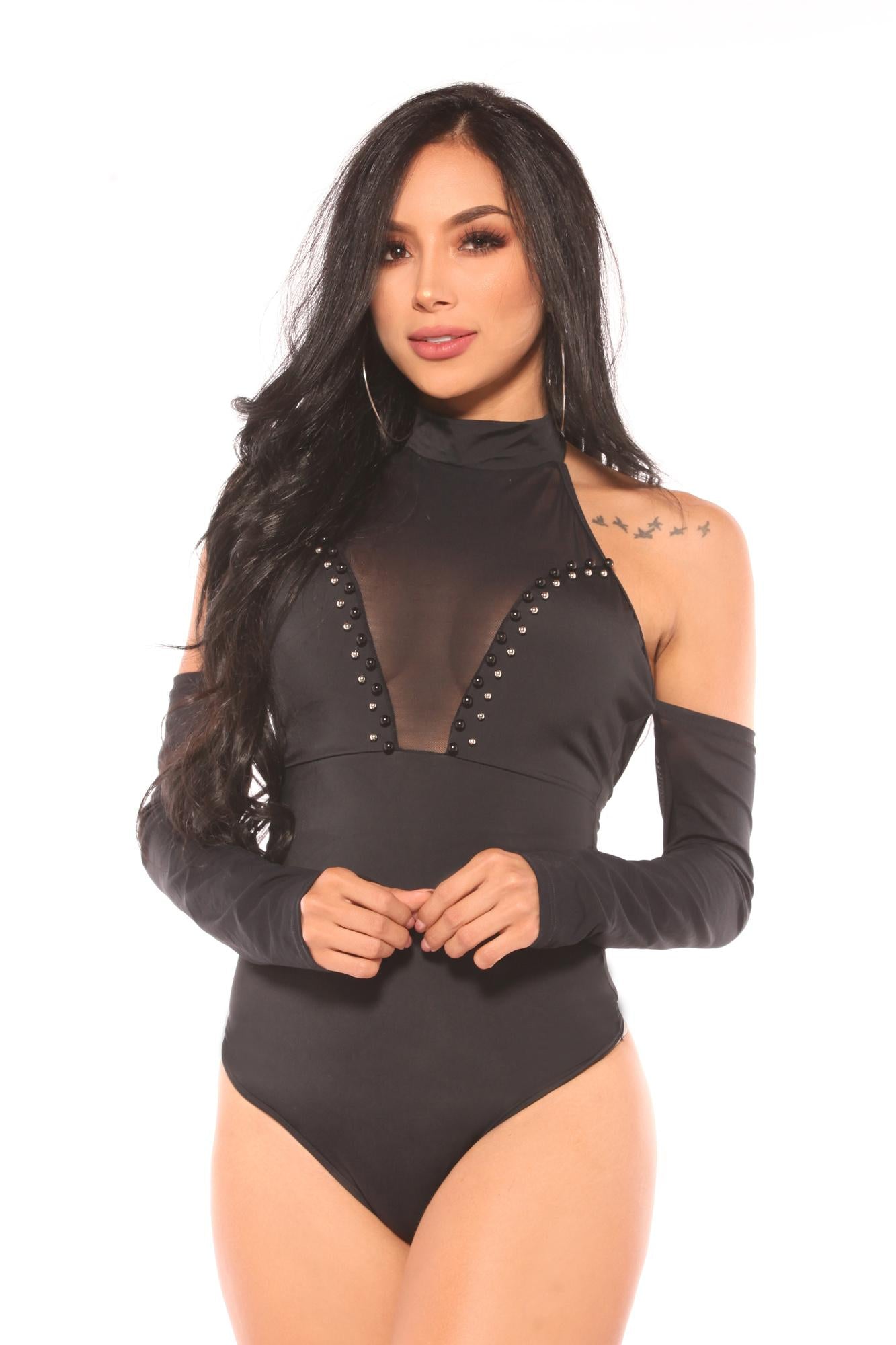 Ref. 004 -3345 Body Colombiano con hombros descubiertos y mangas - Ropa Colombiana