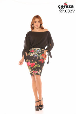 Ref. 004 -002V Conjunto Colombiano de Falda y Blusa - Ropa Colombiana