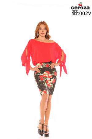 Ref. 004 -002V Conjunto Colombiano de Falda y Blusa - Ropa Colombiana