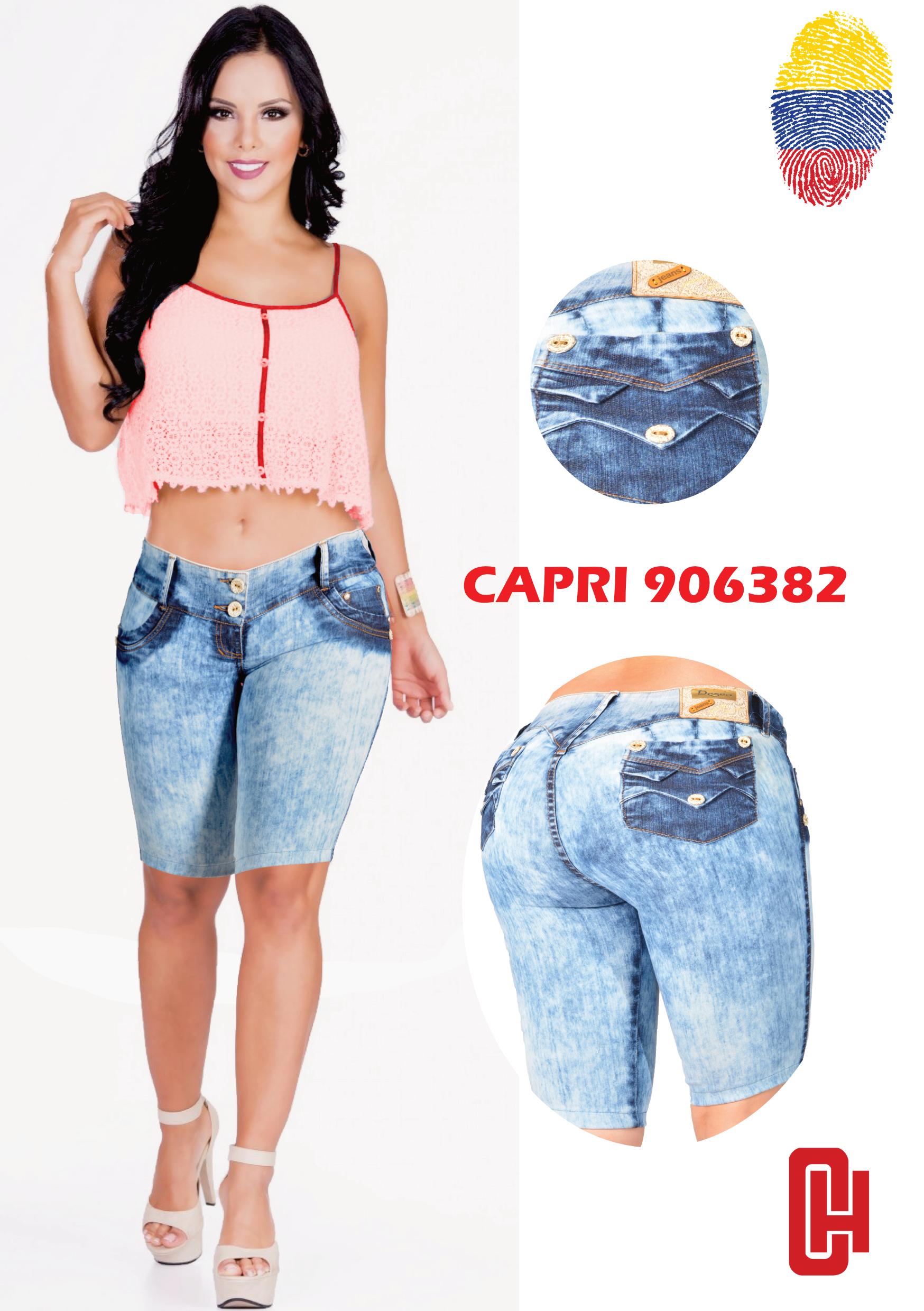 Ref. 006 - 906382 DESEO JEAN LEVANTACOLA CAPRI COLOMBIANO CON BOLSILLOS - Ropa Colombiana
