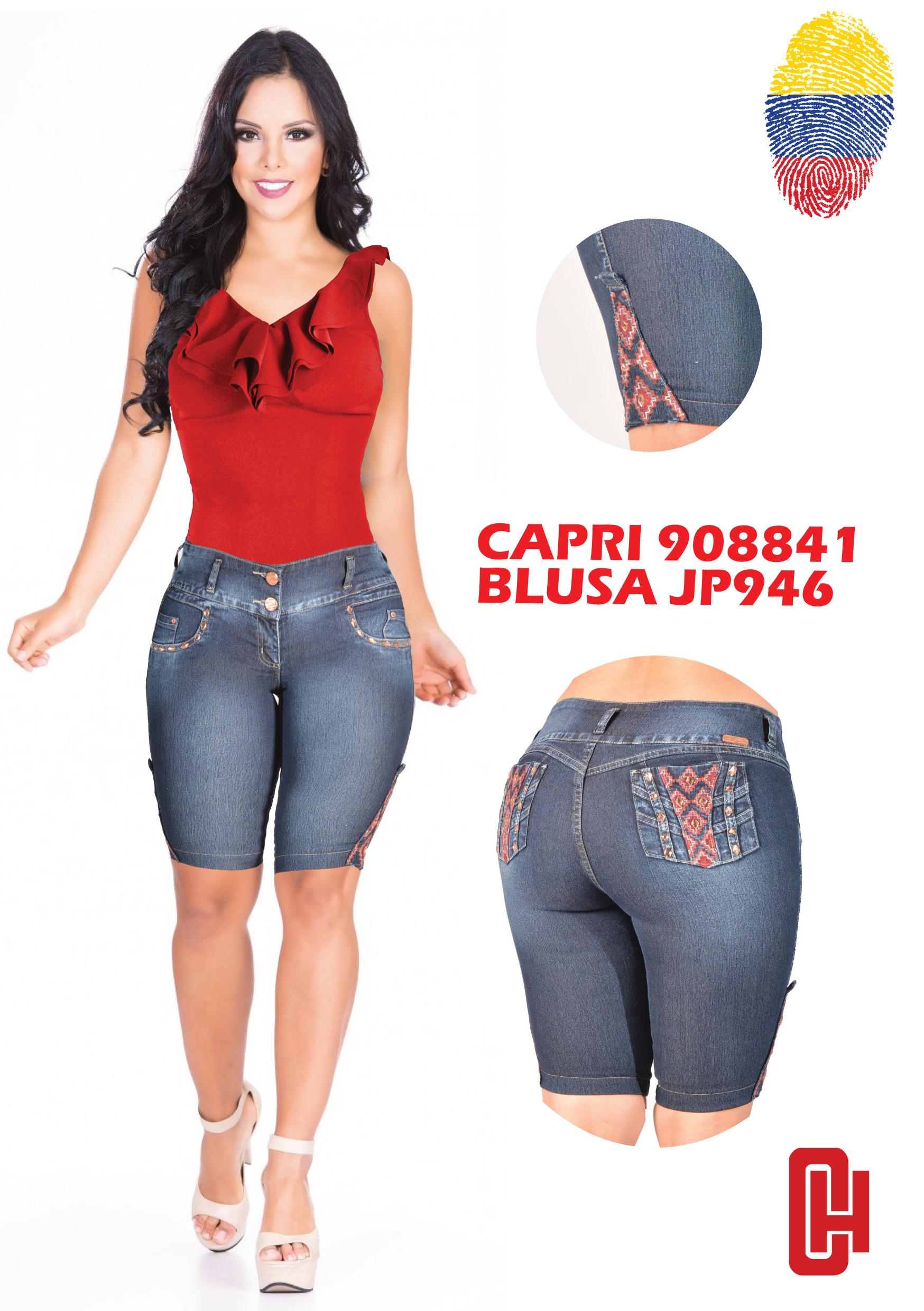 Ref. 001 - 908841 Jeans Capri Levantacola Cheviotto