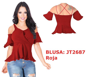 Ref. 003 -JT2687 Blusa de Temporada Manga Corta Americana - Ropa Colombiana