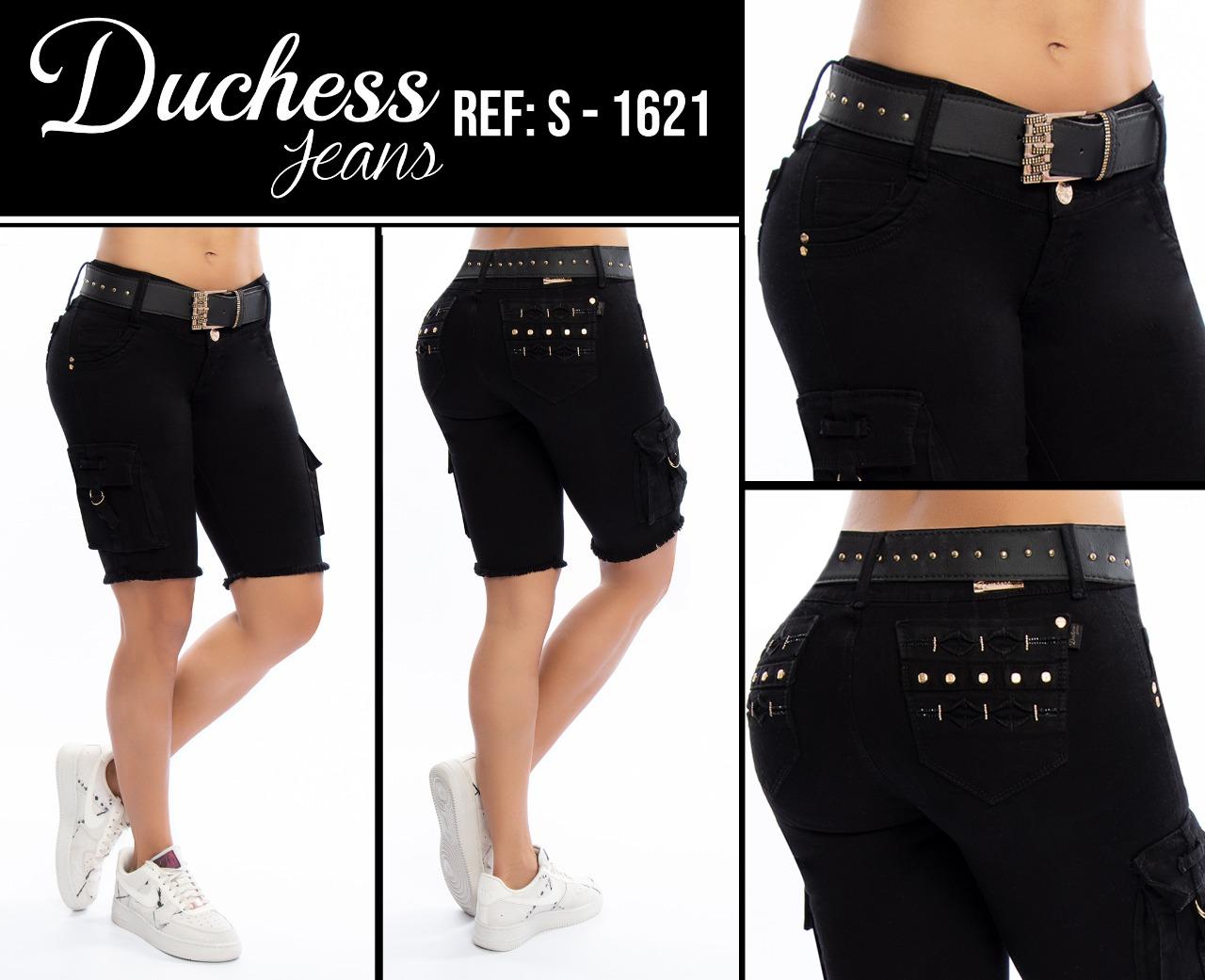 Ref. 037 -S-1621 Jean Capri Levanta Cola Colombiano de Moda Marca Duchess Color Negro - Ropa Colombiana