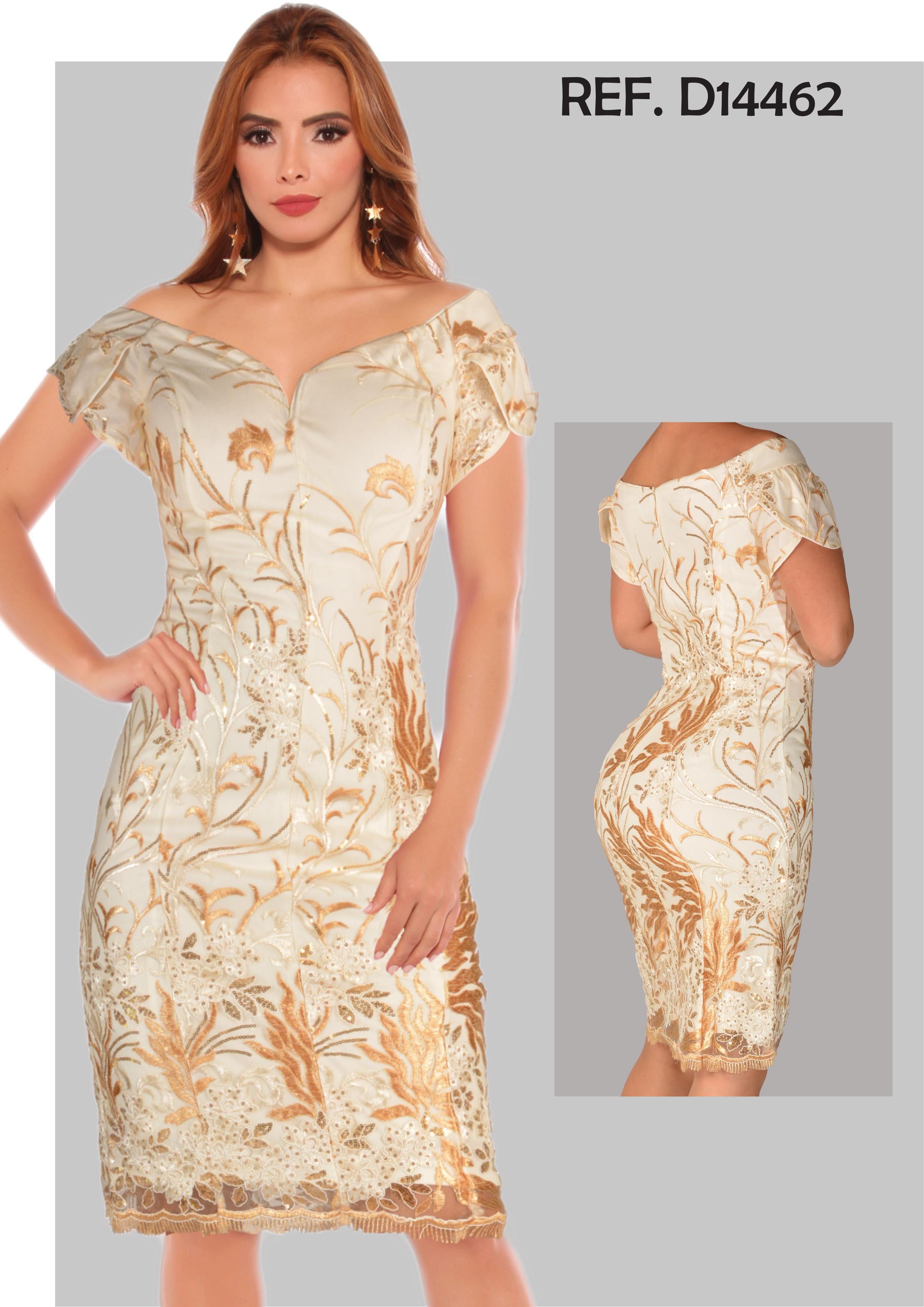 Ref. 003 -D14462 Vestido Americano de Temporada, hermoso Bordado - Ropa Colombiana