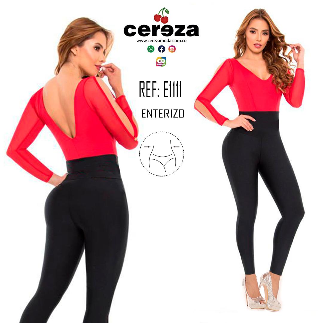 Ref. 004 -E1111 Enterizo Colombiano de Moda, Blusa y pantalon de dos colores, espalda descubierta , control de cintura - Ropa Colombiana