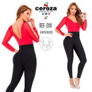 Ref. 004 -E1111 Enterizo Colombiano de Moda, Blusa y pantalon de dos colores, espalda descubierta , control de cintura - Ropa Colombiana