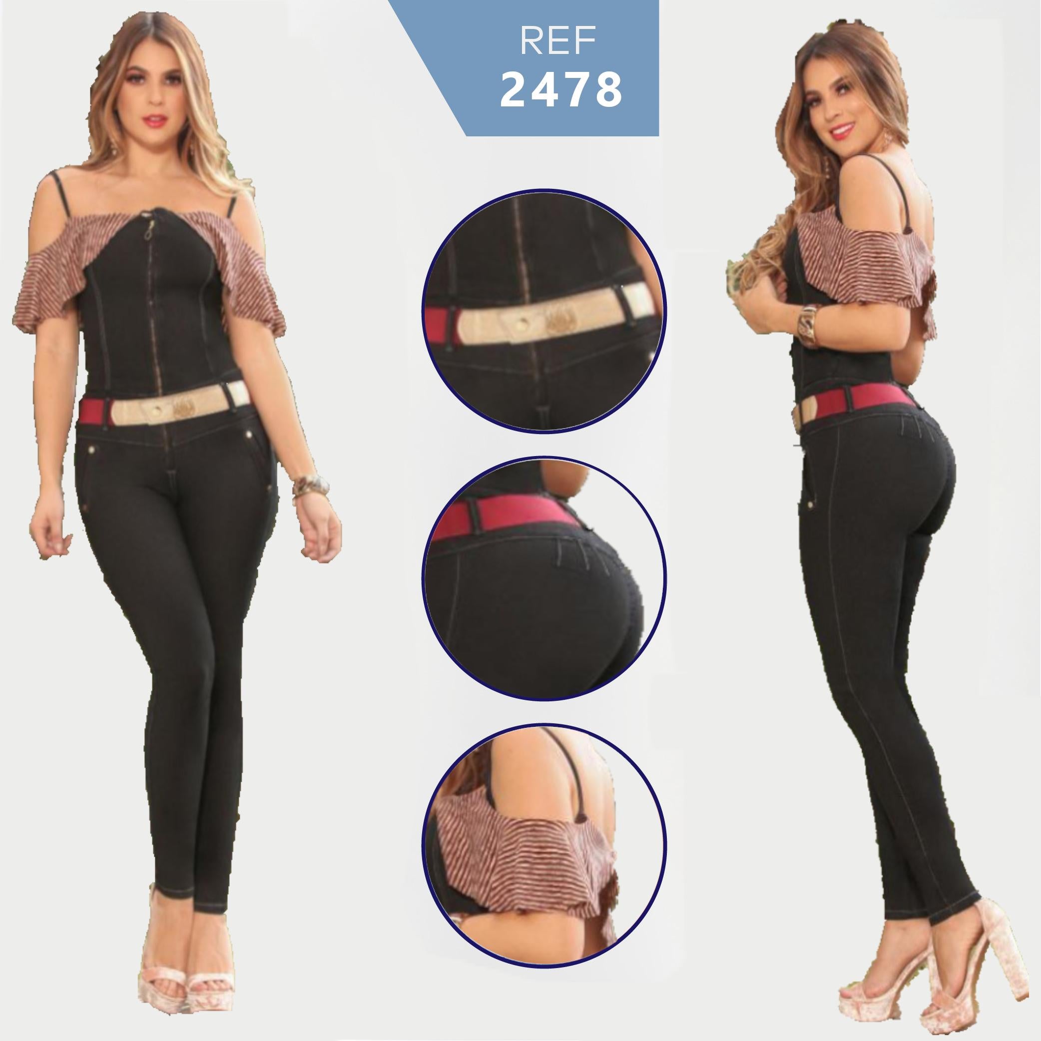 Ref. 006 -2478 JumpSuit Colombiano levantacola sin mangas y con diseño en los hombros - Ropa Colombiana