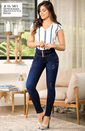 Ref. 070 -C583 Vaquero Push Up Colombiano con Bolsillos Traseros y pretina anatómica super alta control de cintura - Ropa Colombiana