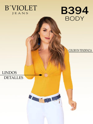 Ref. 059 -B-394 Body Colombiano De Moda Con Hermoso Color Mostaza y Escote - Ropa Colombiana