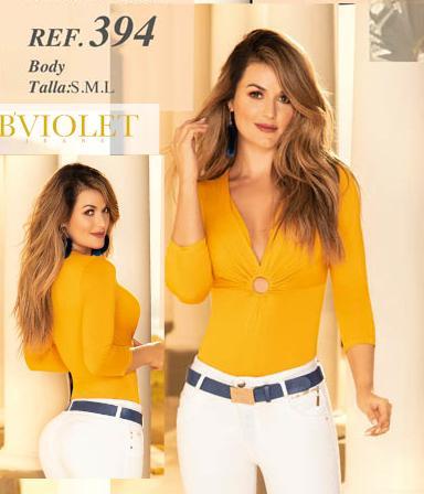 Ref. 059 -B-394 Body Colombiano De Moda Con Hermoso Color Mostaza y Escote - Ropa Colombiana