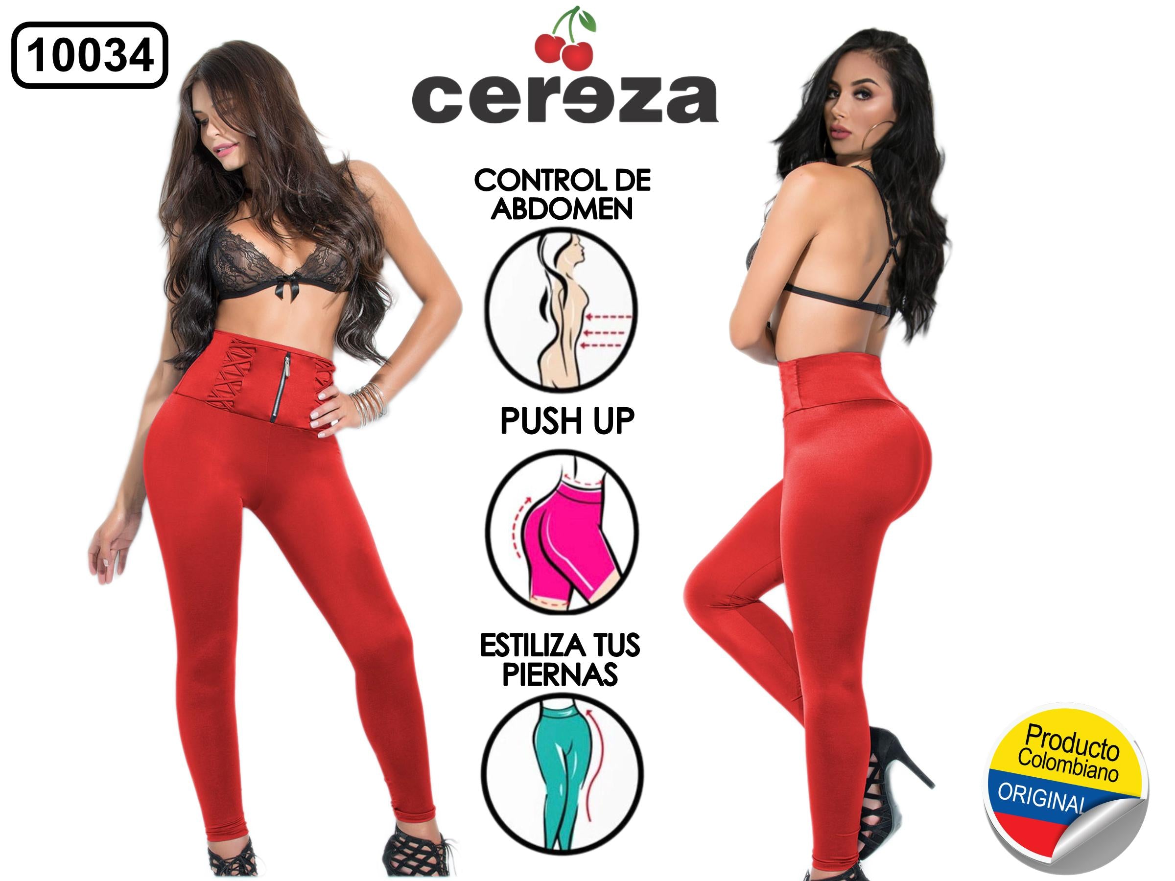 Ref. 004 -10034 LEGGINGS COLOMBIANO CEREZA - Ropa Colombiana