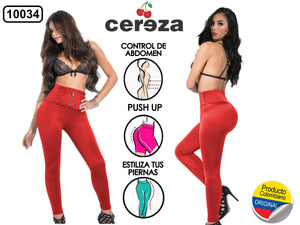 Ref. 004 -10034 LEGGINGS COLOMBIANO CEREZA - Ropa Colombiana