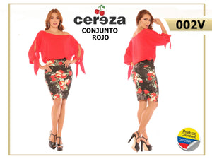 Ref. 004 -002V Conjunto Colombiano de Falda y Blusa - Ropa Colombiana