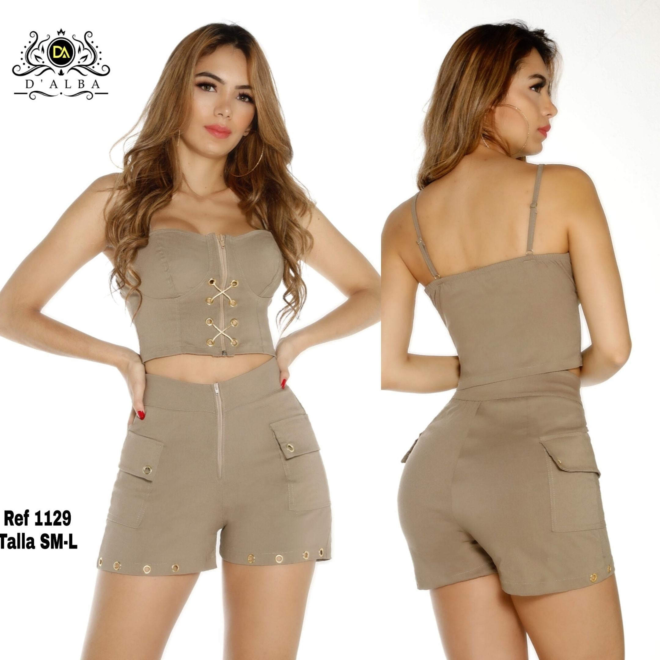 Ref. 058 -DA1129 Conjunto colombiano en short - Ropa Colombiana