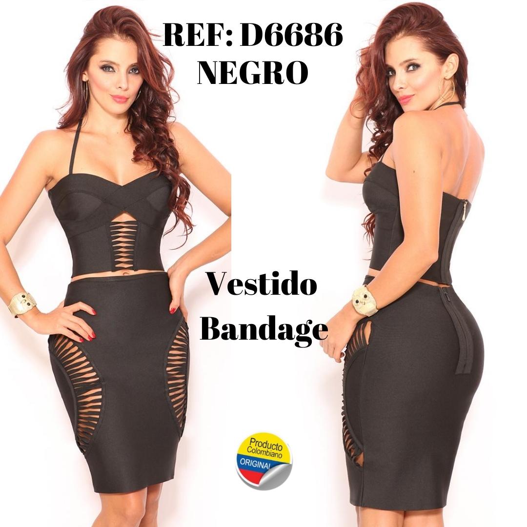 Ref. 003 -D6686 VESTIDO AMERICANO BANDAGE - Ropa Colombiana