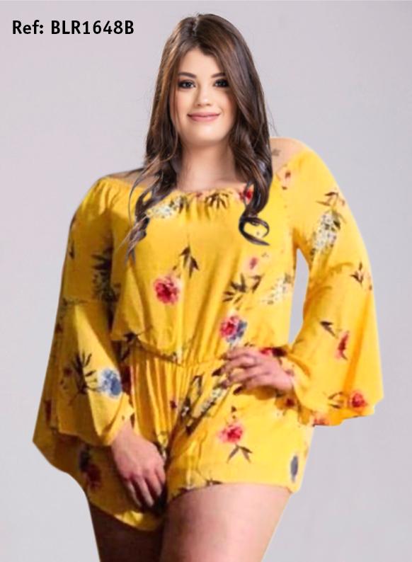 Ref. 003 -BLR1648B Enterizo Americano Tipo short con manga larga - Ropa Colombiana