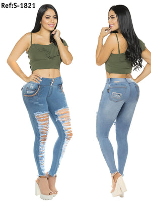 Ref. 037 -S-1821 Vaqueros push up colombianos de moda - Ropa Colombiana