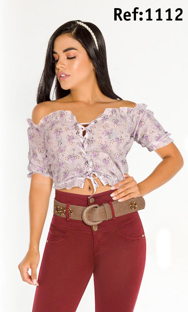 Ref. 1112 cereza Blusa Sexy Dama - Ropa Colombiana