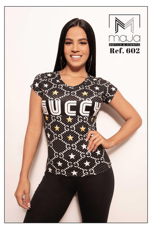 Ref. 071 -M602 Blusa colombiana manga corta de moda - Ropa Colombiana