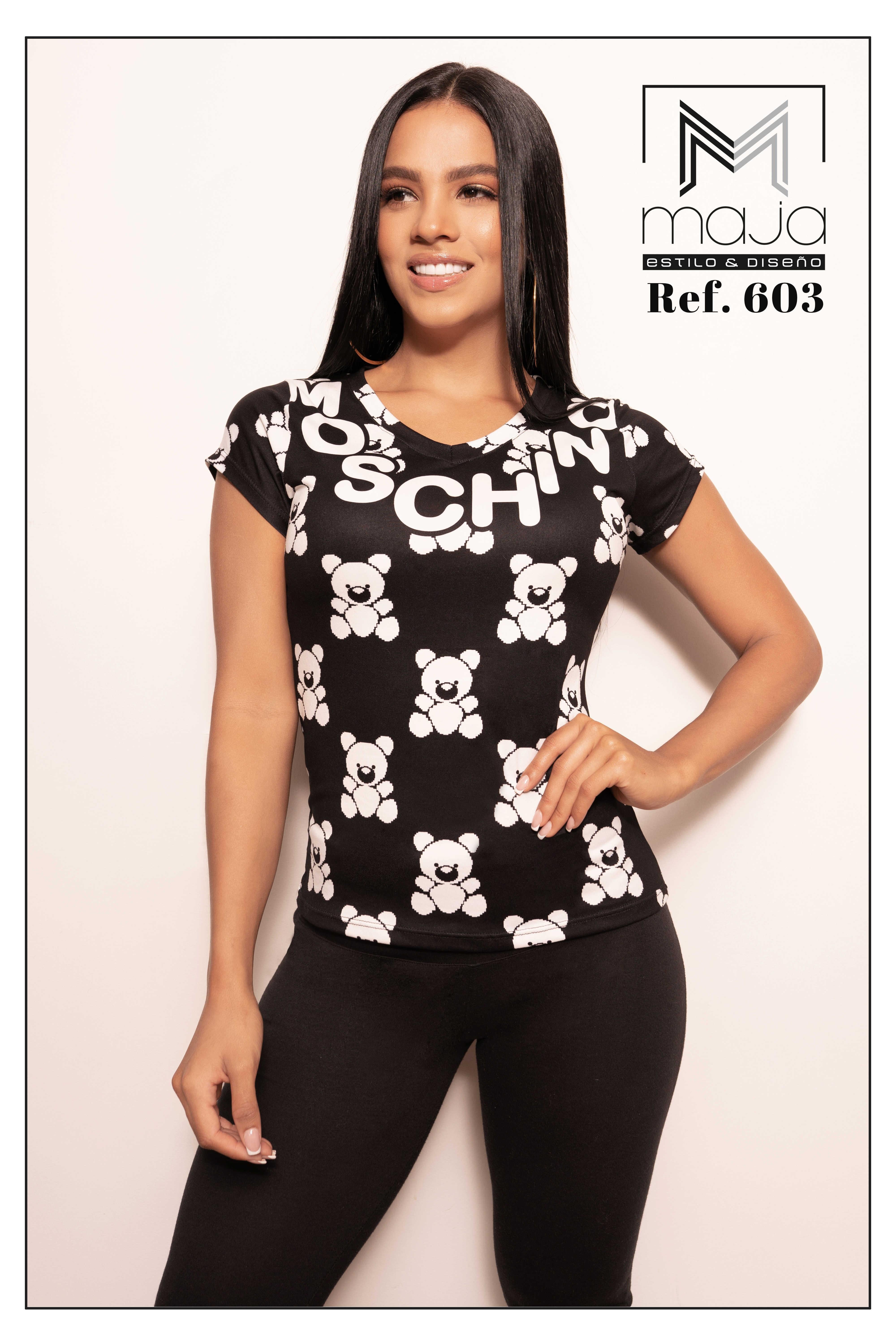 Ref. 071 -M603-440015 Blusa colombiana manga corta de moda - Ropa Colombiana