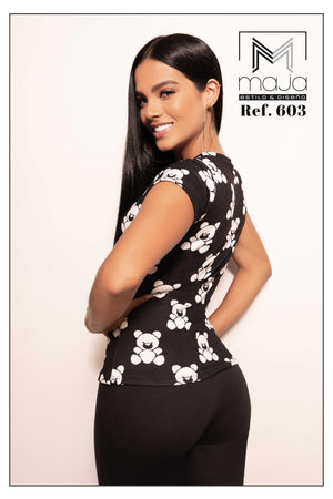 Ref. 071 -M603-440015 Blusa colombiana manga corta de moda - Ropa Colombiana