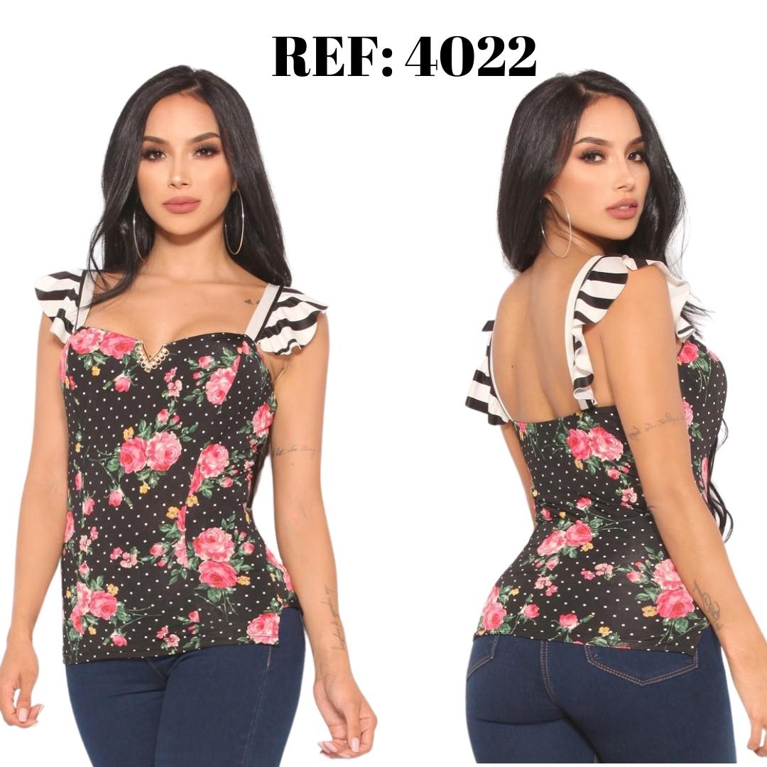 Ref. 044 -4022 Blusa Sexy Colombiana Manga Corta - Ropa Colombiana