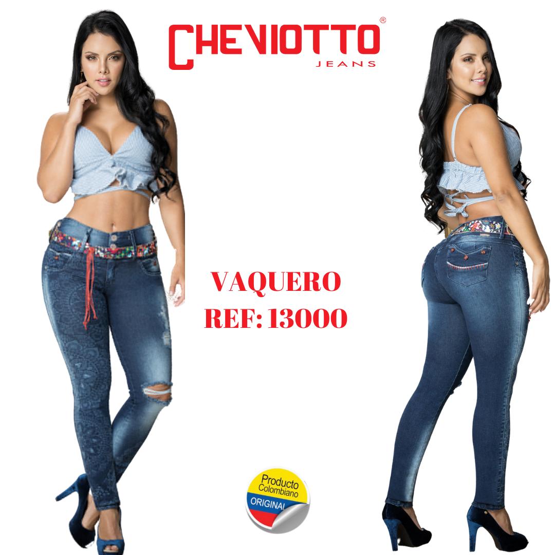 Ref. 001 -13000 pantalon skiny con bolsillos traseros decorados - Ropa Colombiana