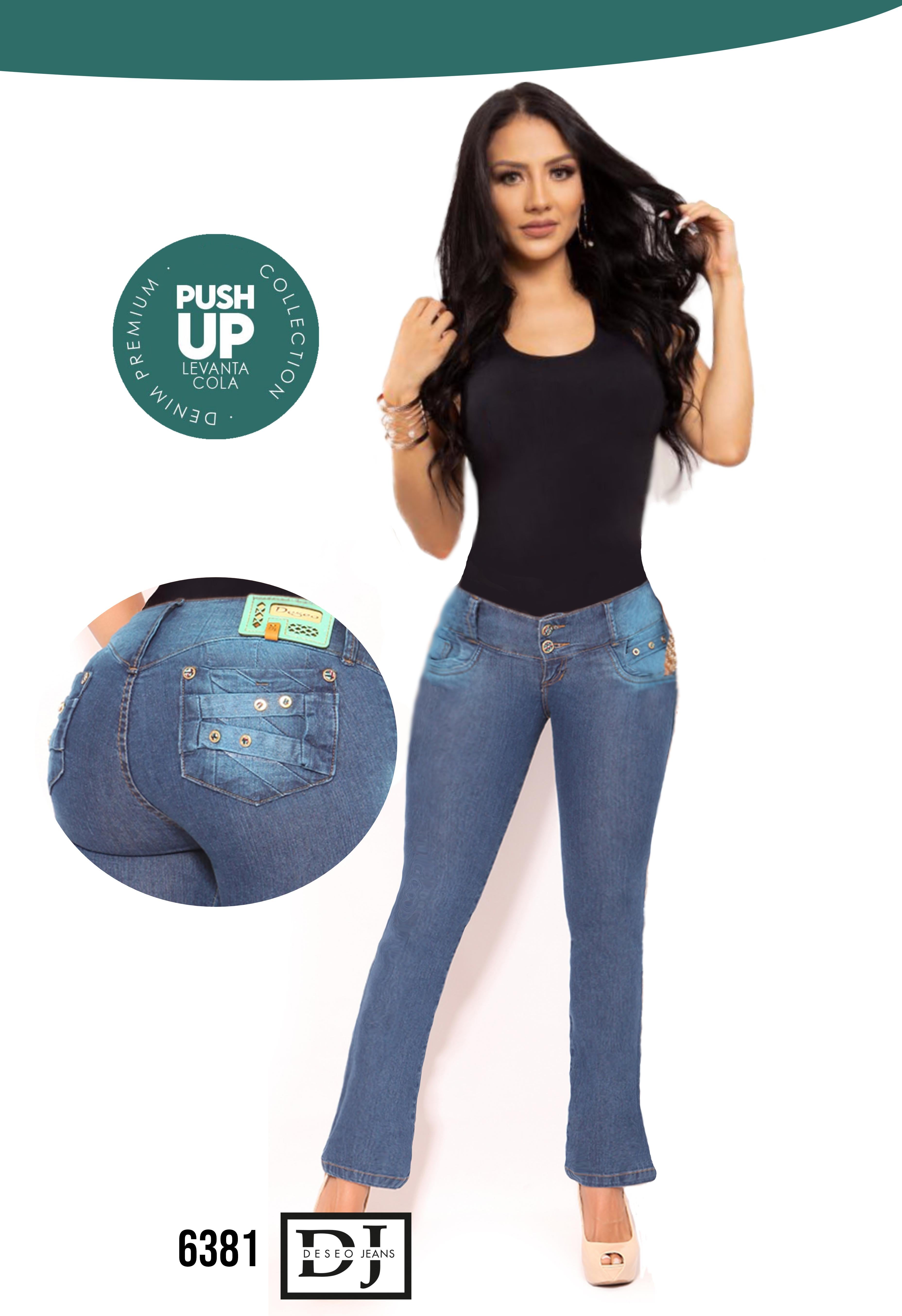 Ref. 006 -6381 JEAN COLOMBIANO LEVANTACOLA CON BOLSILLOS - Ropa Colombiana
