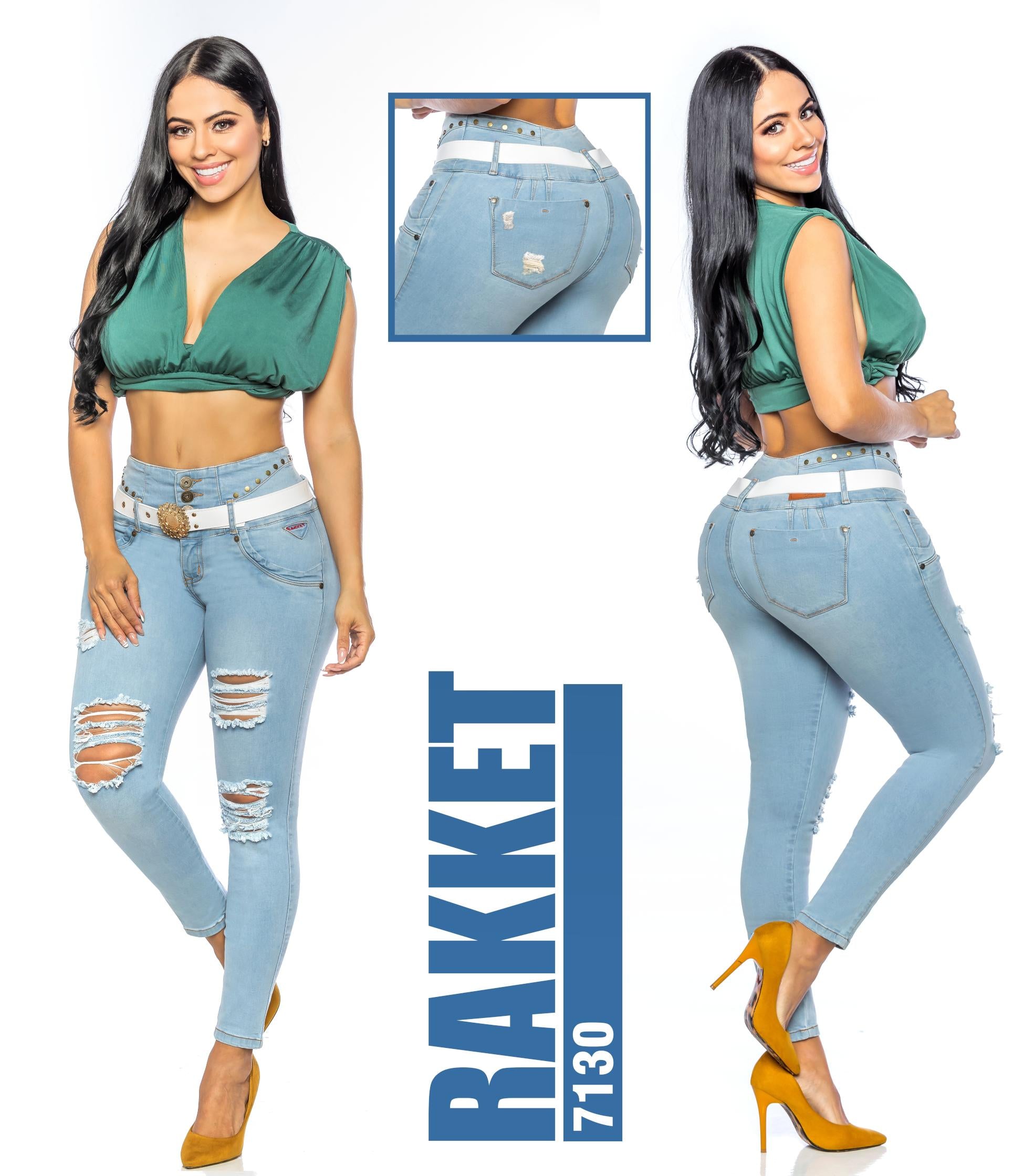 Ref. 006 -7130 Colombian Push Up Fashion Jeans