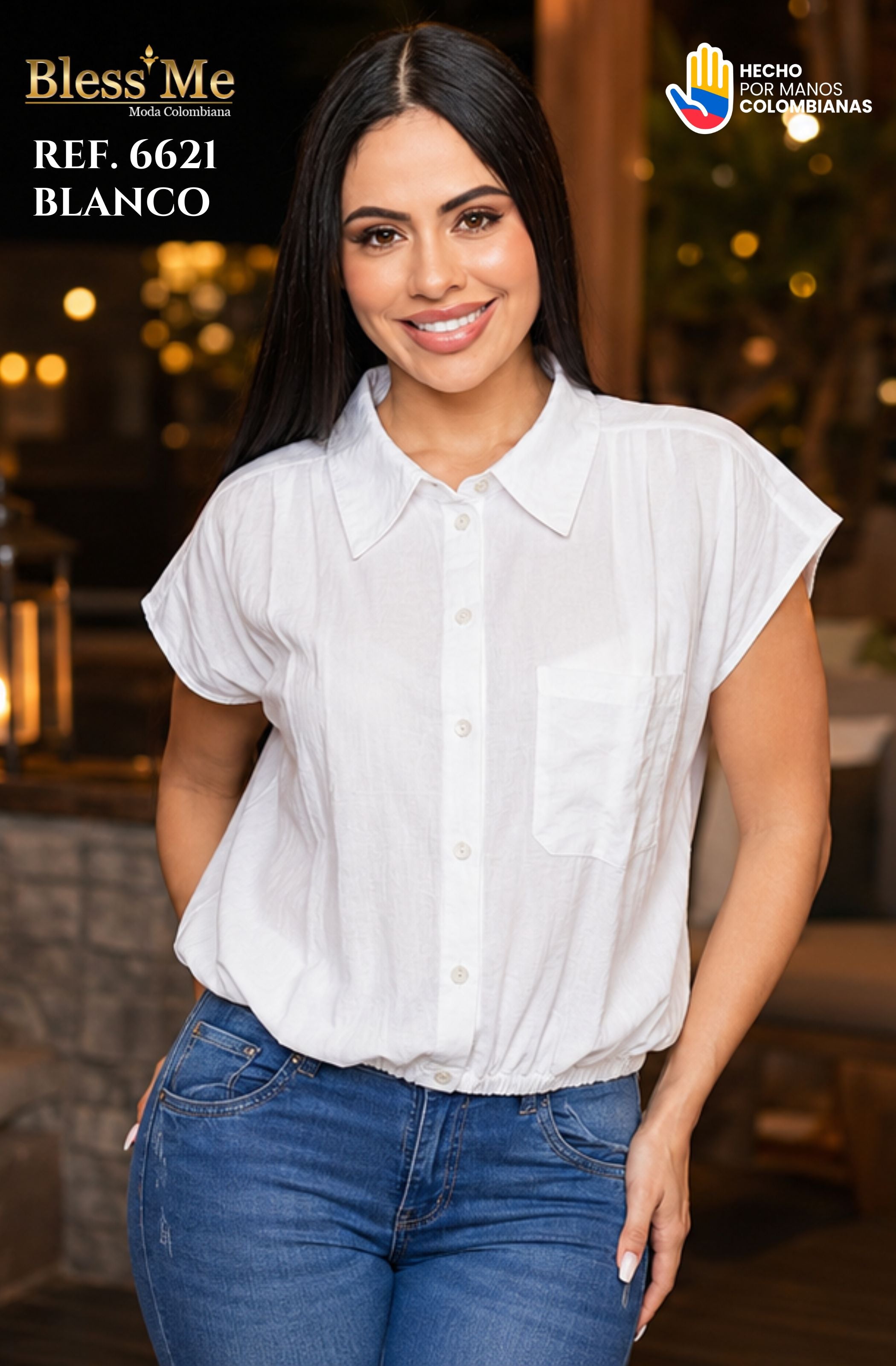 Ref. 6621 BLANCO Blusa Manga Corta