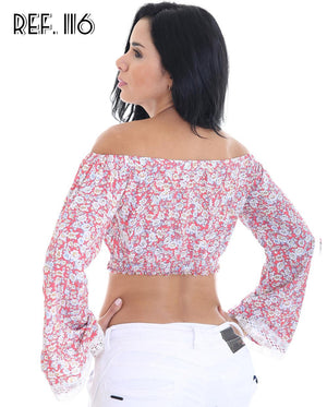 Ref. 001 -116 BLUSA COLOMBIANA MANGA LARGA - Ropa Colombiana