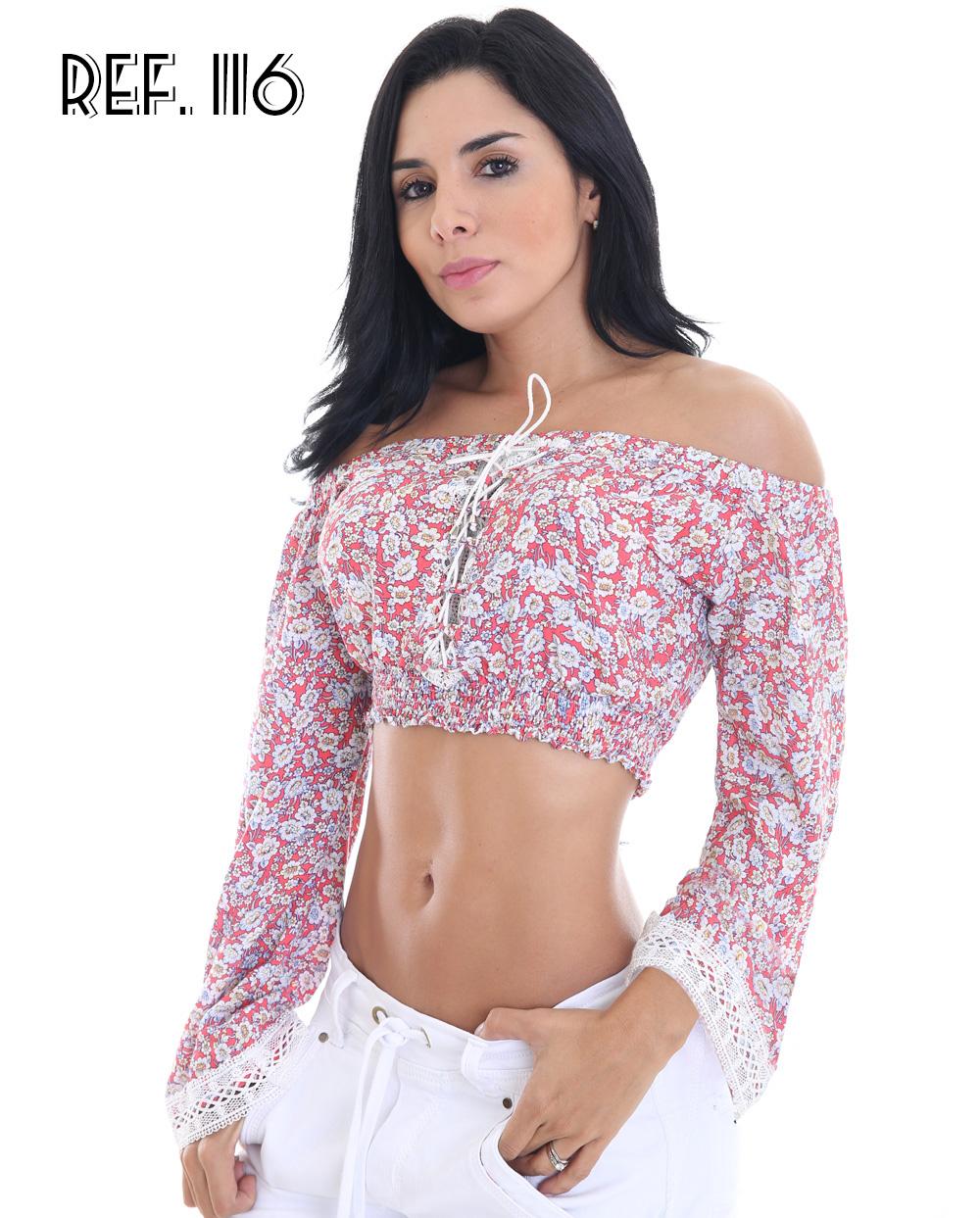 Ref. 001 -116 BLUSA COLOMBIANA MANGA LARGA - Ropa Colombiana