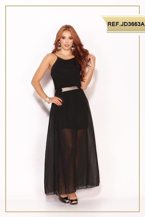 Ref. 003 -JD3663A VESTIDO LARGO AMERICANO - Ropa Colombiana