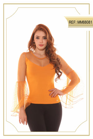 Ref. 003 -MM88081 Fantástica Blusa Americana con mangas anchas y translucidas - Ropa Colombiana