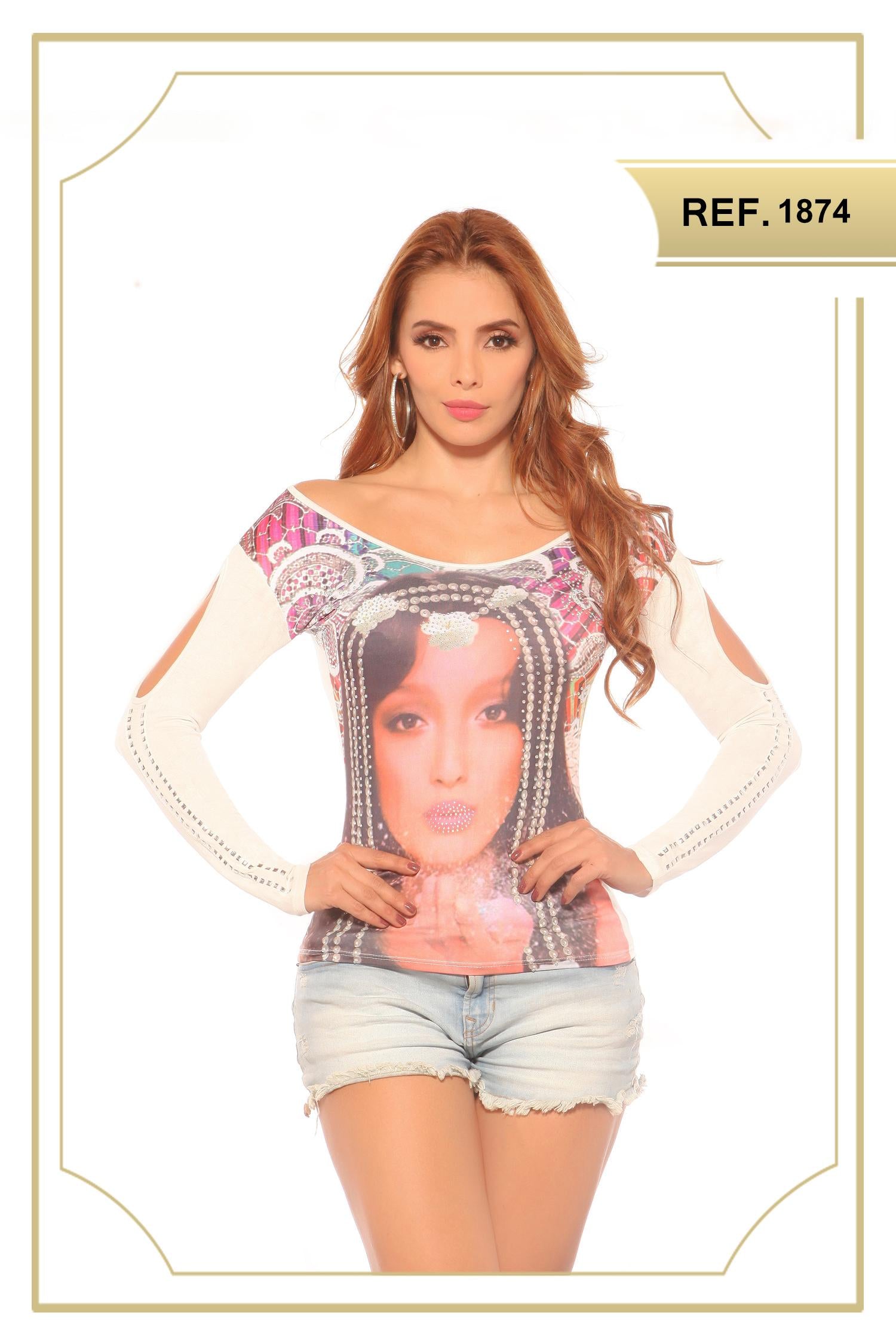 Ref. 004 -1874-Bla Blusa - Ropa Colombiana