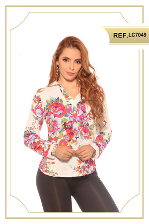 Ref. 003 -LC7049 BLUSA MANGA LARGA - Ropa Colombiana