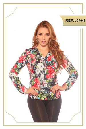 Ref. 003 -LC7049 BLUSA MANGA LARGA - Ropa Colombiana