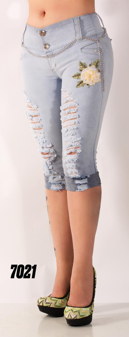 Ref. 030 -7021C Capri Jean capri sin bolsillos - Ropa Colombiana