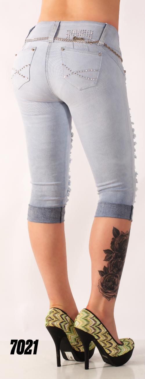 Ref. 030 -7021C Capri Jean capri sin bolsillos - Ropa Colombiana