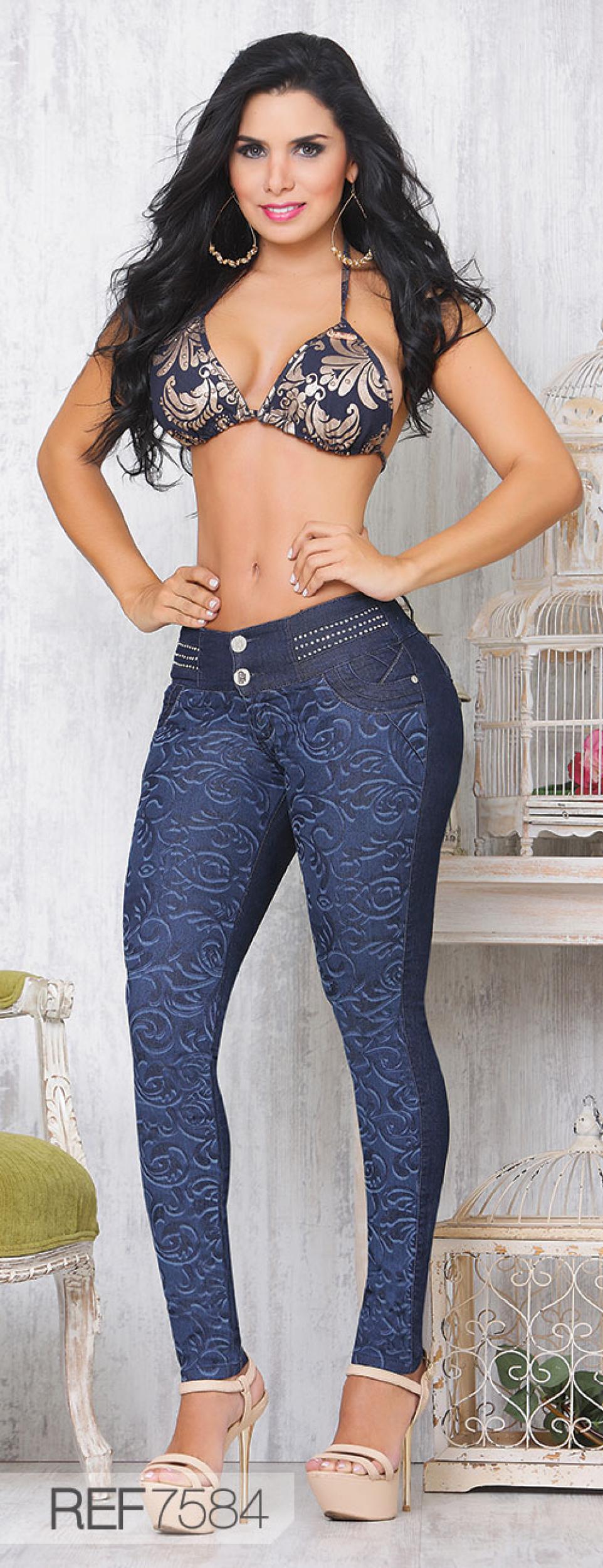 Ref. 001 -7584 Jean Colombiano Silueta Preciosa - Ropa Colombiana
